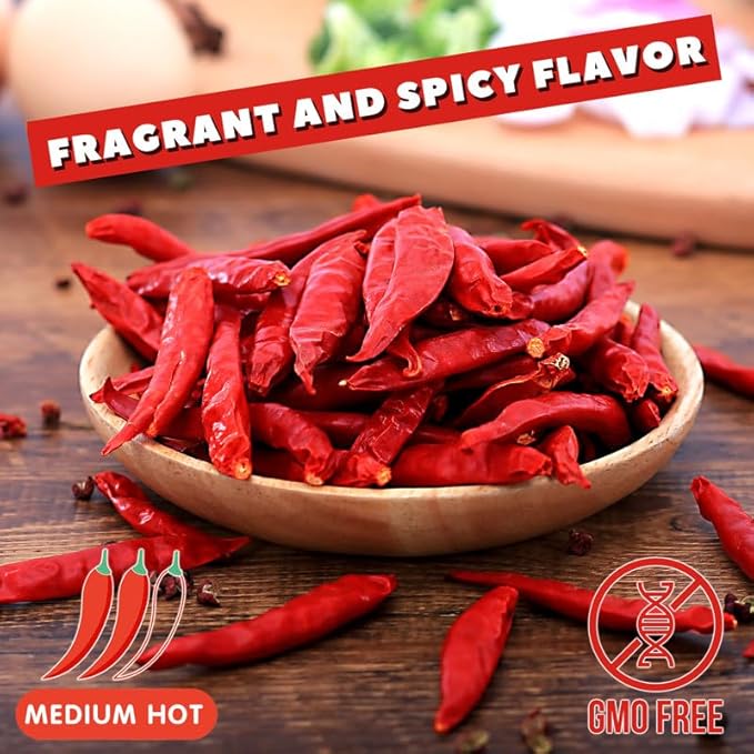 Yimi Dried Chili Peppers 3 Pack Bundle - Arbol, Guajillo, Sichuan Spicy Hot Chiles, Super Pack of Dry Whole Pepper Chiles, for Mexican Asian Dish (18oz Total), Ideal for Gift