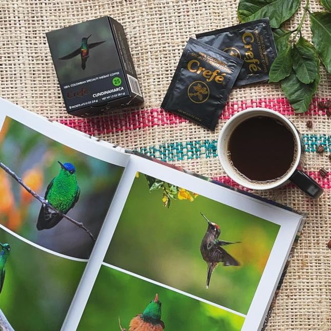Crefé 100% Colombian Specialty Instant Coffee. 8 packets make 8 cups (8 FL OZ each). Region of Origin: Cundinamarca. Medium Dark Roast. Mild, Not Strong
