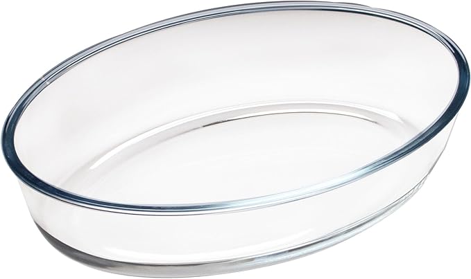 2.4L Glass Baking Dish for Oven, Borosilicate Glass Casserole Dish, Oval Oven Safe Glass Baking Pan