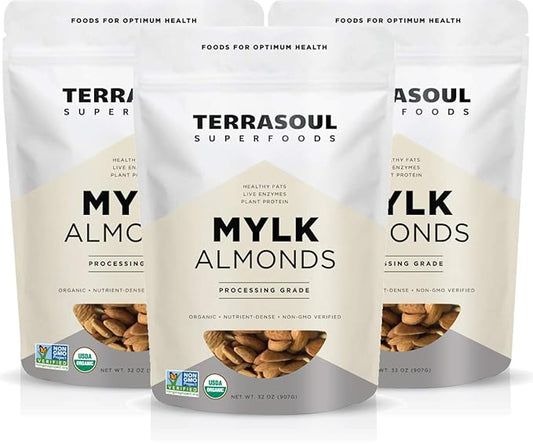 Terrasoul Superfoods Raw Unpasteurized Organic Almonds (Mylk Grade), 6 Pounds