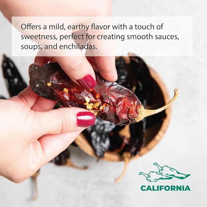 Do챰a Blanca Chile California Paprika Peppers 4oz - Dried Whole Red Chili Peppers - Mild & Sweet Flavor - Premium Non-GMO Chiles for Enchiladas, Tamales, Soups & Mexican Cooking - Resealable Kraft Bag