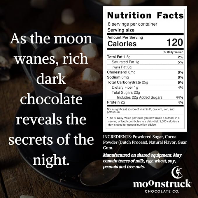 Moonstruck Chocolate Dreamy Dark Chocolate Hot Cocoa Mix, 9.5oz (Pack of 1)