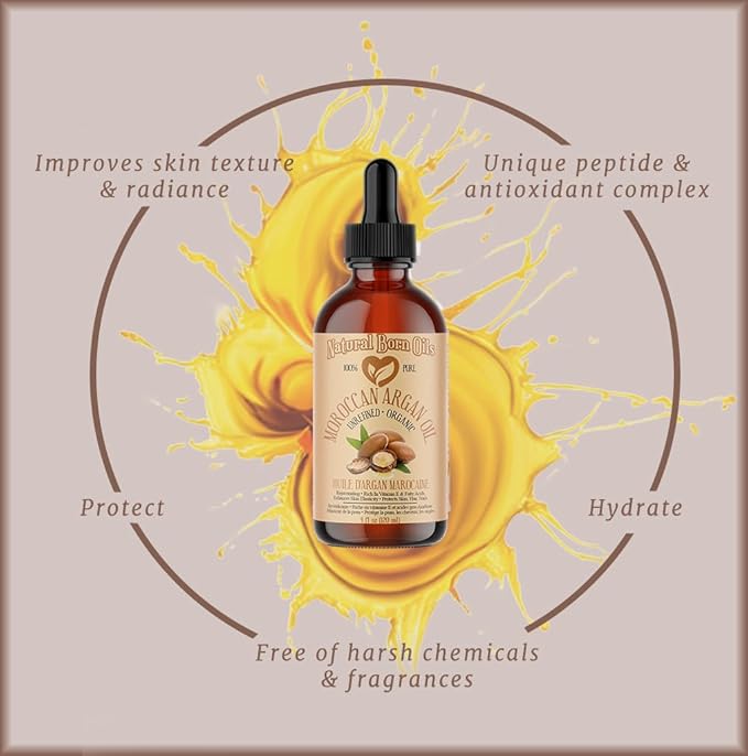 8oz Moroccan Argan Oil, 100% Pure and Natural, Cold-pressed, Organic ??Works Magic on Your Skin and Hair - Includes Pump & Flip Cap