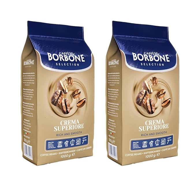 Caffe Borbone, Whole Bean Coffee Blend, Crema Superiore, Medium Roast, Roasted and Freshly Packaged in Italy, 2.2 Pound Bag (Pack of 2)