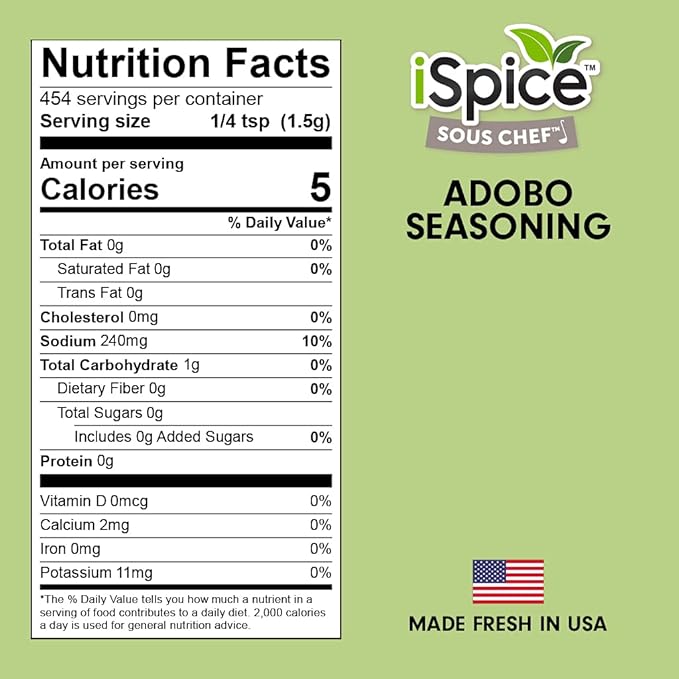 iSpice Premium Adobo Seasoning For Cooking all natural and Gluten Free| All Purpose well in meat, Soup, steak |10.2 Oz (290g)
