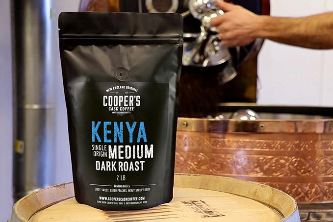 Kenya AA Medium-Dark Roast Coffee Beans, Single Origin Whole Bean or Ground Coffee, Gourmet Coffee - 2lb Bag