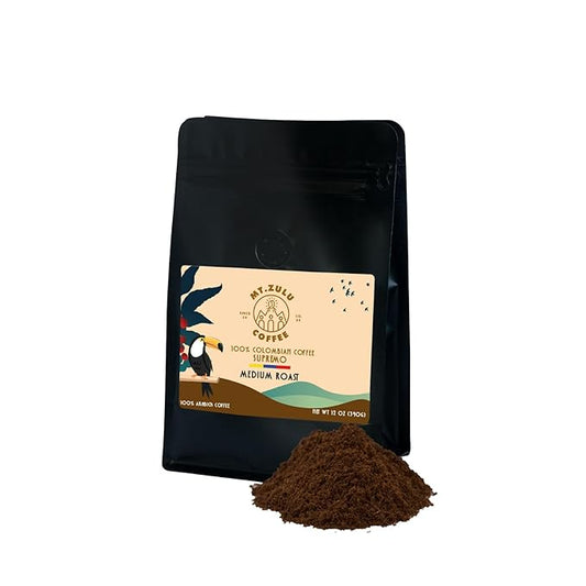 Premium Gourmet Colombian Coffee ??Ground, 100% Arabica, Medium Roast, Balanced & Smooth Taste ??12 oz