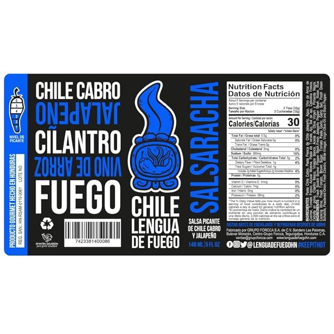 Hot Sauce | Chile Lengua de Fuego (Pack of 2, Salsaracha) – Medium Heat Garlic & Jalapeño Sriracha-Style Hot Sauce with Tomato & Scotch Bonnet
