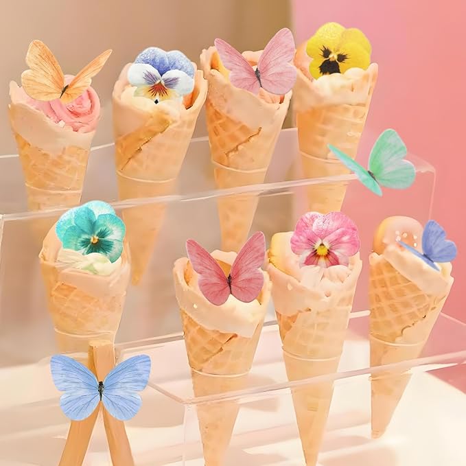 Pansy Butterfly Cake Decoration Edible Wafer cupcake Top decoration Wedding birthday party dessert decoration mix sizes and colors(Set 3?륪ix 104pcs??