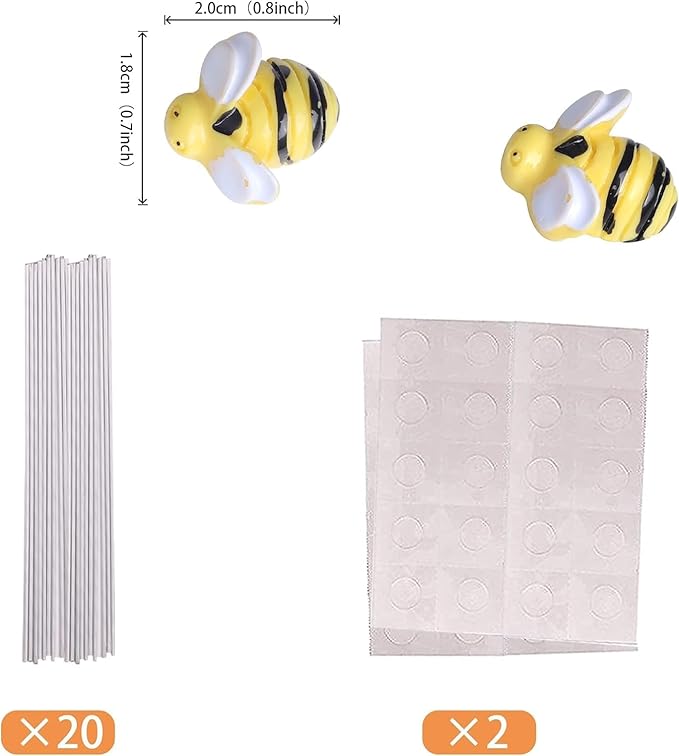30 PCS Bumble Bee Cupcake Toppers Resin Little Figurine Bee Cupcake Picks Oh Babee Cake Decorations for Bee Theme Baby Shower Kids Boys Girls Birthday Party Decoration Supplies Gold