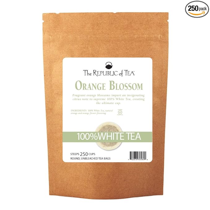 The Republic of Tea – Orange Blossom 100% White Tea Bags, Steeps 250 Low-Caffeinated Cups