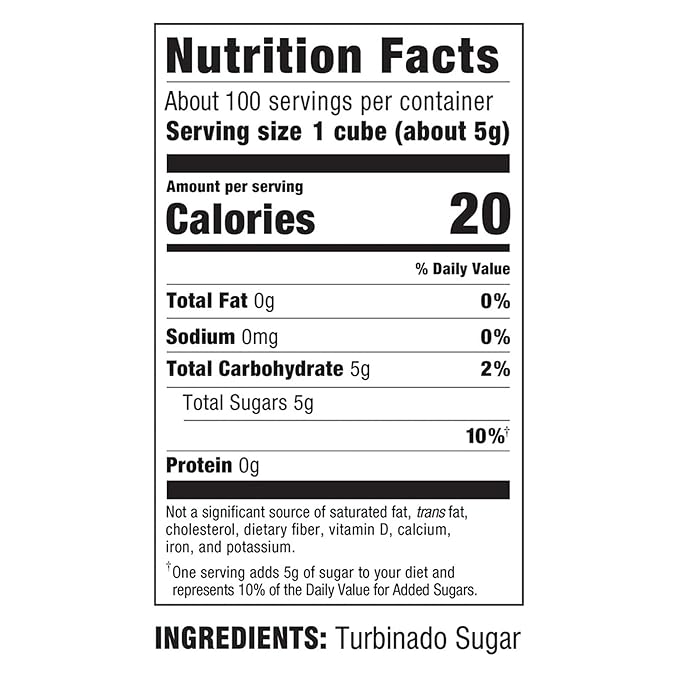 Sugar In The Raw Granulated Turbinado Cane Sugar Cubes, No Added Flavors or erythritol, Pure Natural Sweetener, Hot & Cold Drinks, Coffee, Vegan, Gluten-Free, Non-GMO,Pack of 2