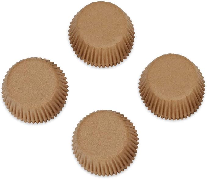 Gifbera Natural Mini Cupcake Liners Odorless Greaseproof Paper Muffin Baking Cups 300-Count, Natural Color
