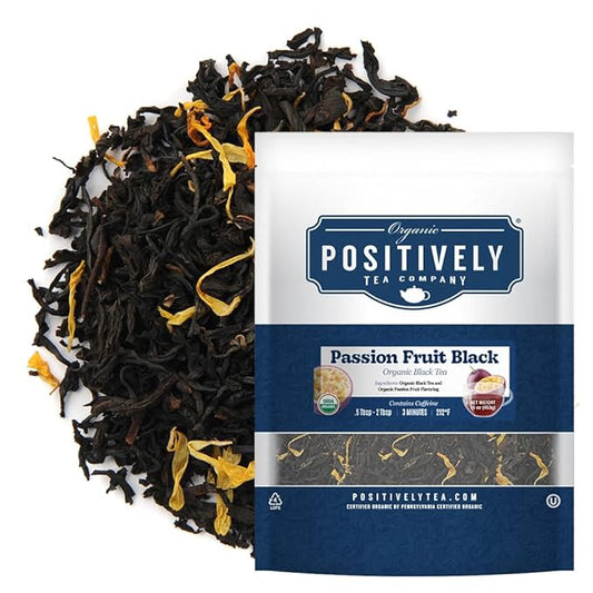 Organic Positively Tea Company, Passion Fruit Black Tea, Loose Leaf, 16 Ounce