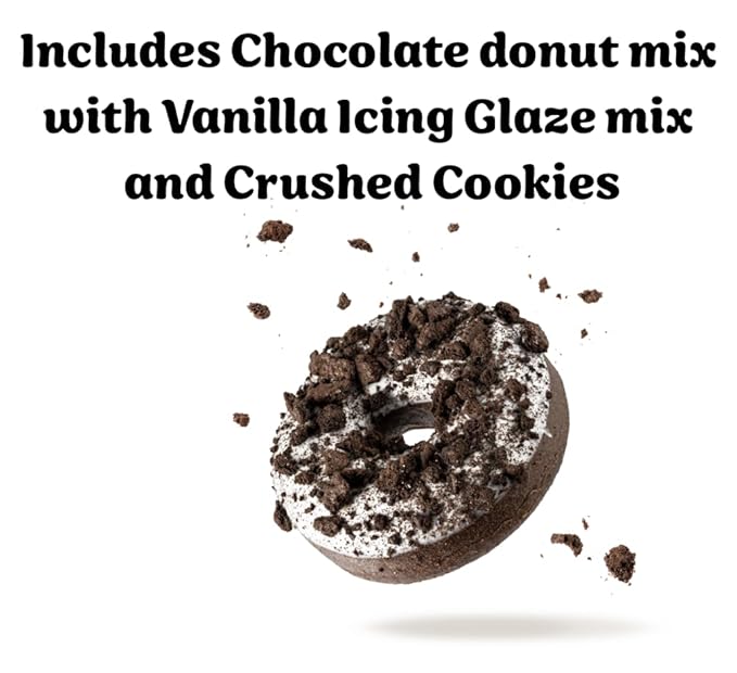 Rabbit Creek Cookies and Cream Donuts Mix ??With Vanilla Icing Glaze and Crushed Cookies Included ??Baked Donuts, Not Fried ??Donut Baking Mix