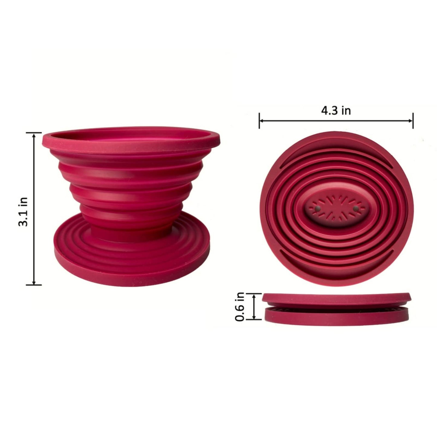 Attsky Collapsible Pour Over Coffee Dripper for Camping, 2-Pack, Red