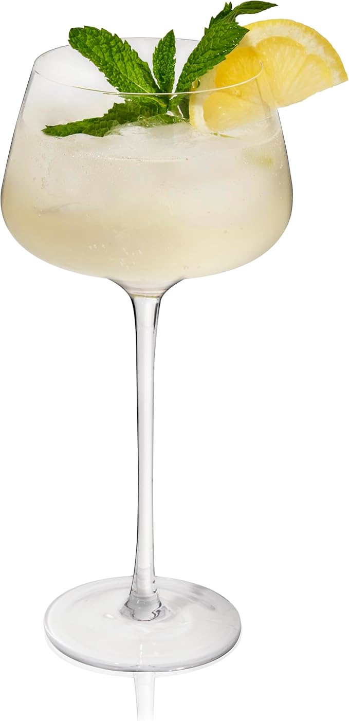 Viski Angled Stemmed Cocktail Glasses for Aperol Spritz, Campari Spritz, Tonic, Classic Cocktails, Elegant Long Stem Crystal Drinking Glasses, Perfect for Party Events & Celebrations, 16 oz, Set of 2