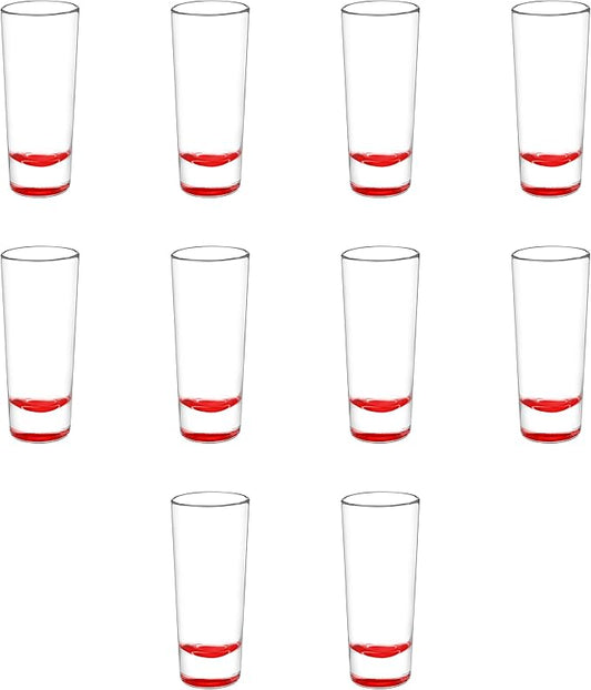 DISCOUNT PROMOS Cordial Shooter Shot Glasses 2 oz. Set of 10, Bulk Pack - Great for Birthdays, Parties, Indoor & Outdoor Events - Red