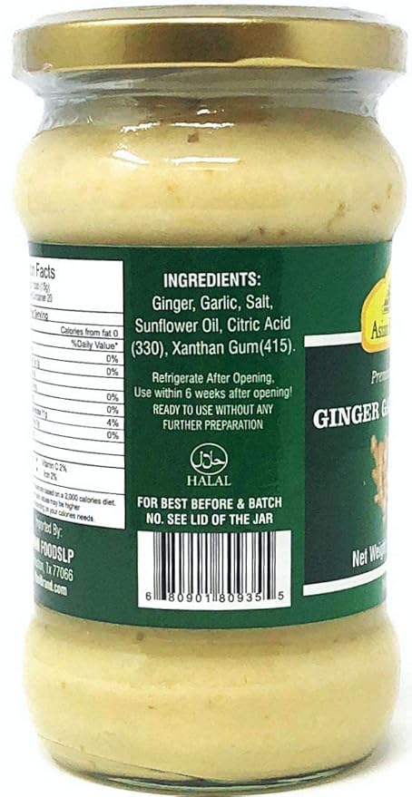 Asian Kitchen Ginger Garlic Cooking Paste 10.58oz (300g) Glass Jar, Pack of 5+1 FREE ~ Vegan | Gluten Free | NON-GMO | No Colors | Indian Origin