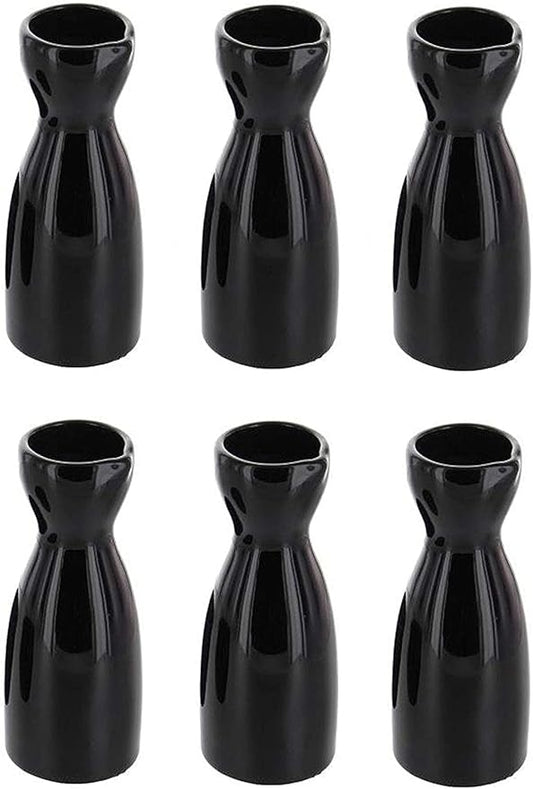 JapanBargain, Porcelain Sake Carafe Sake Bottle for Cold Sake and Hot Sake Microwave Safe (6, 4 oz - Black)
