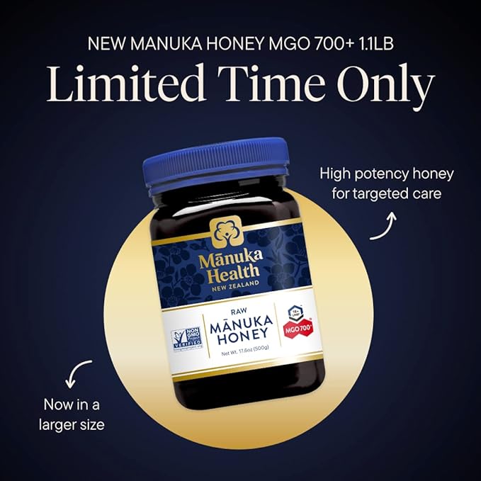 Manuka Health UMF 18+/MGO 700+ Ultra High-Grade Manuka Honey (500g/17.6oz), Superfood, Authentic Raw Honey from New Zealand
