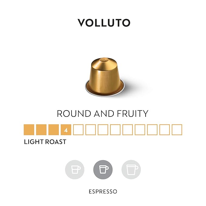 Nespresso Capsules Original Line, Volluto, Mild Roast Espresso Coffee, 50-Count Coffee Pods