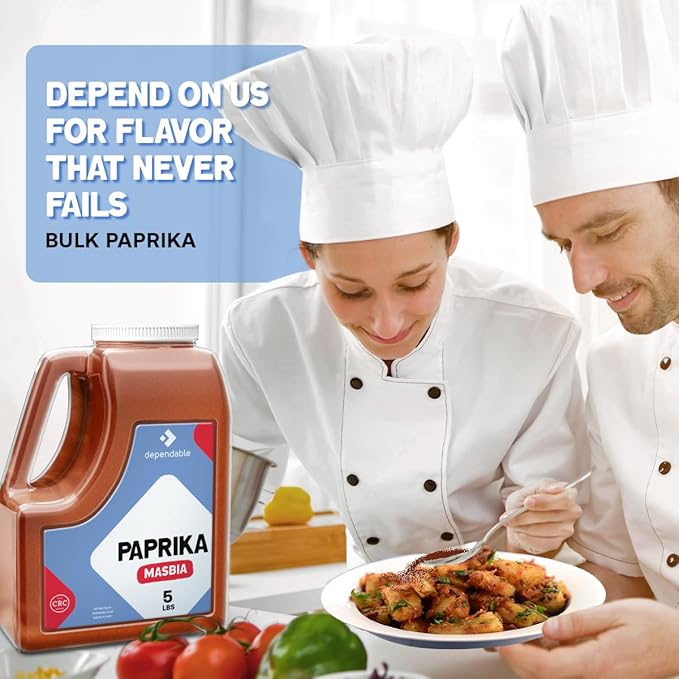 Dependable Foods Paprika Spice ??5 Lb. Bulk Jar ?? 100% Natural, Non-GMO, No Additives, Salt-Free Seasoning | Kosher, Allergen-Free