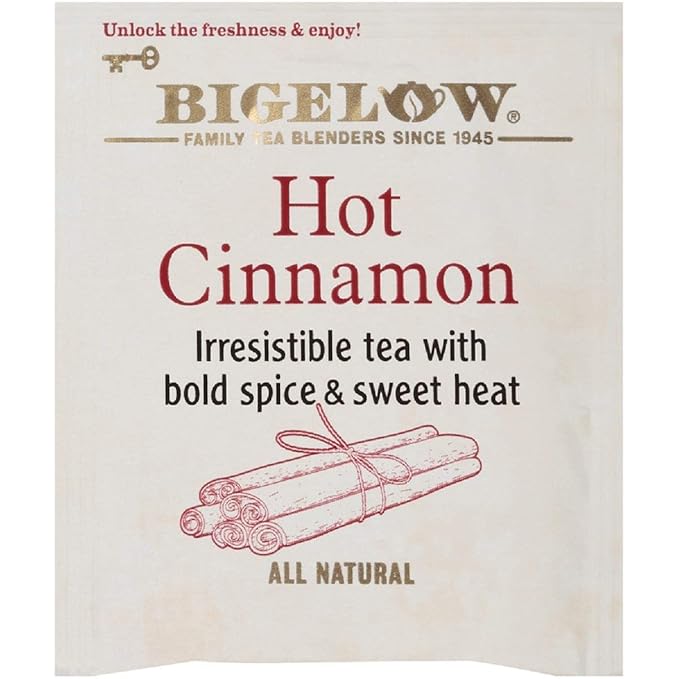 Bigelow Hot Cinnamon Black Tea Bags, 18 Count Box (Pack of 6) Caffeinated Black Tea, 108 Tea Bags Total