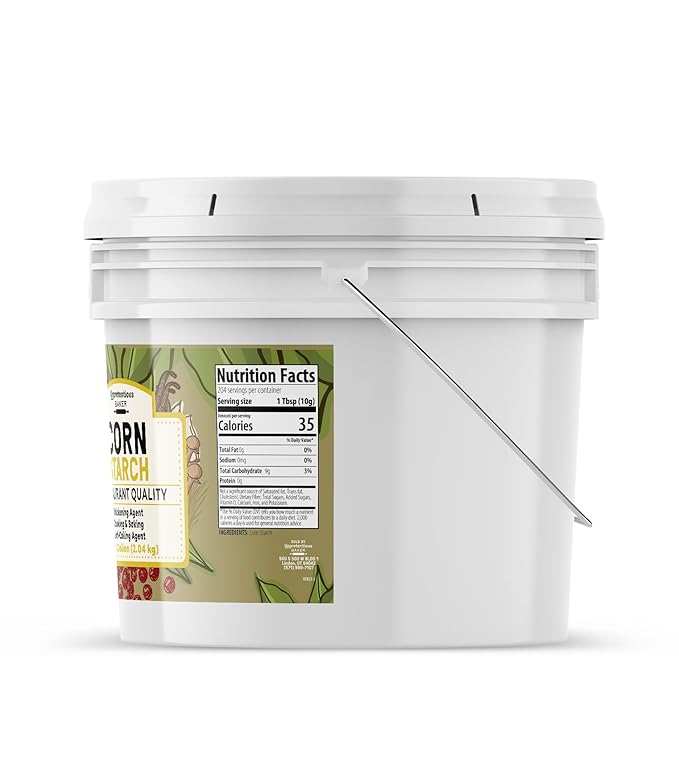 Unpretentious Corn Starch, 1 Gallon, Resealable Bucket, Thickening Agent, For Bulk Baking & Cleaning Use