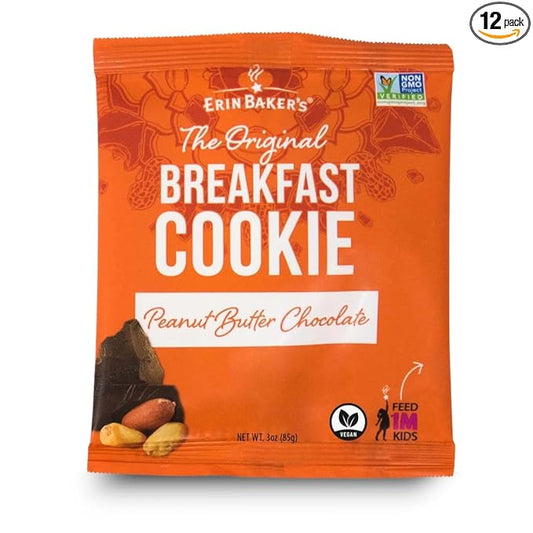 Erin Baker's Breakfast Cookies, Peanut Butter Chocolate, Whole Grain, Non-GMO, 3-ounce (Pack of 12)