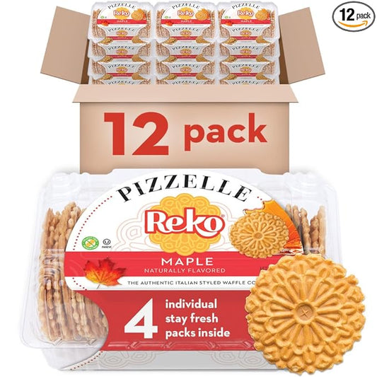 Reko Pizzelle Authentic Italian Style Waffle Cookie, Maple, 7 Ounce (Pack of 12)