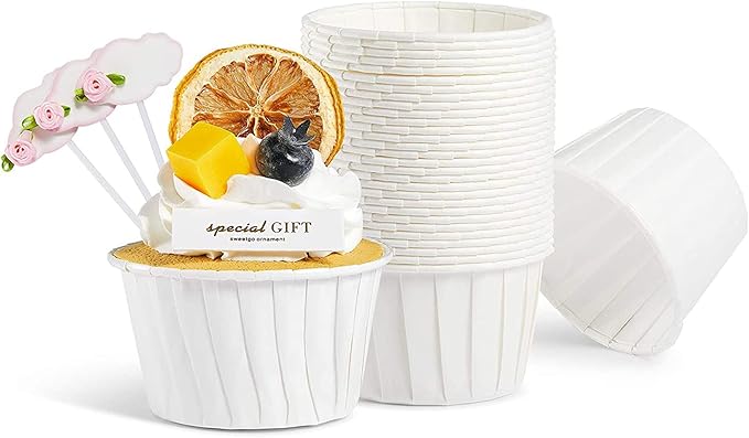 White Cupcake Liners, 100pcs Muffin Baking Cups,Ramekin Holders, Heavy Duty Oil-proof Wrappers for Wedding,Birthday,Party,Baby Showers,Gift for Valentine's Day