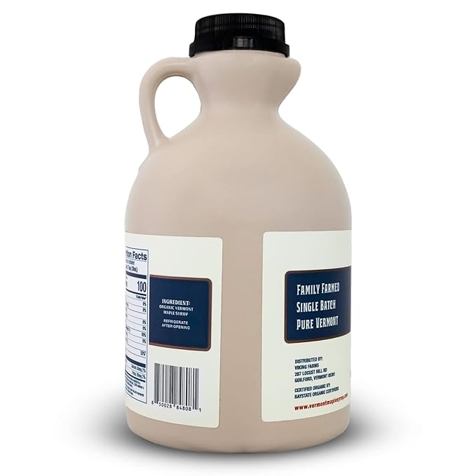 Vermont Maple Syrup - 32 oz Grade A, Amber Rich Organic Maple Syrup - 100% Pure and Authentic Maple Syrup for Pancakes, Waffles and More - Nut free, Gluten Free, Vegan, Paleo