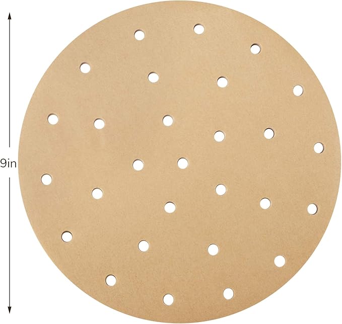 Beasea Air Fryer Disposable Liners 9 Inch, 200pcs Parchment Paper Unbleached Round Filter Paper Perforated Bamboo Steamer Papers for Air Fryer and Steaming Basket