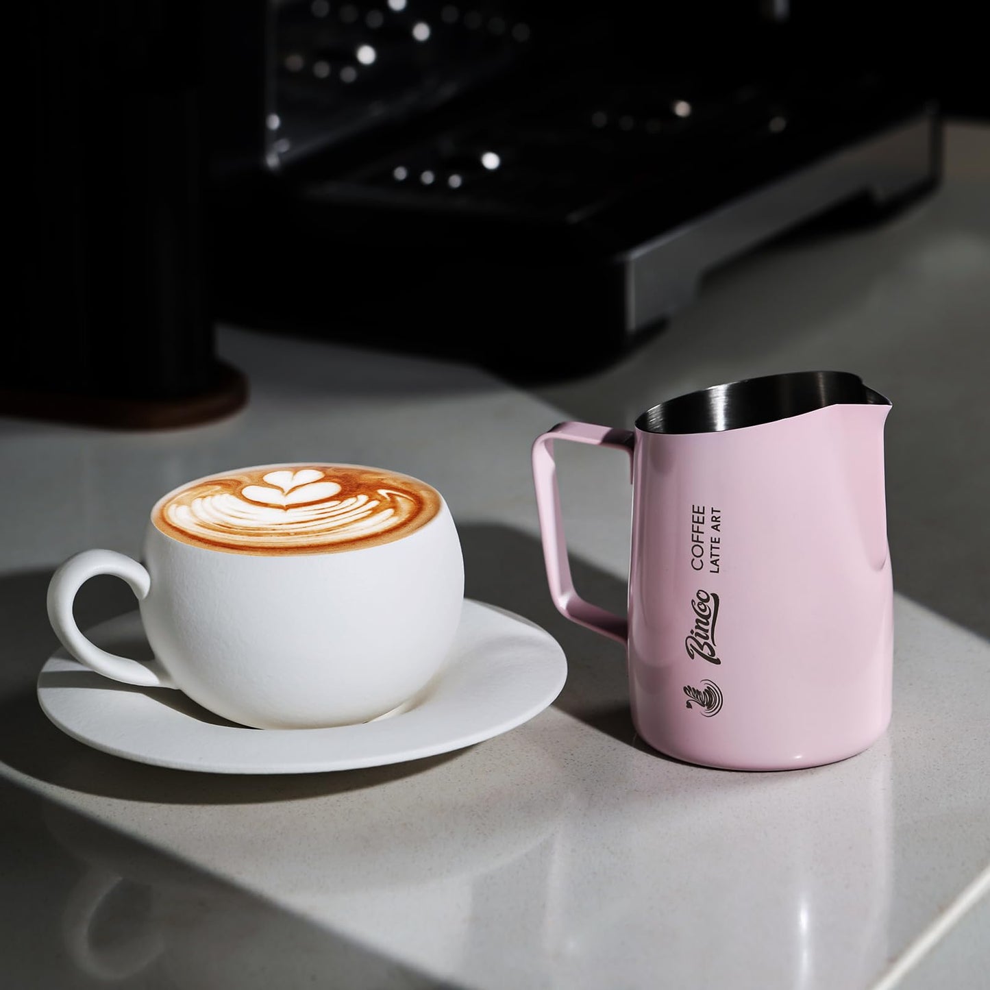 Milk Frothing Pitcher with Sharp Spout & Angled Rim – Precision latte art pitcher for Fine Lines &