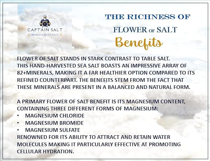 Organic Flower of Salt | Pure & Authentic Colima Salt | Medium Grain | 82+Minerals | No Additives | Great for Cooking, Baking & Finishing dishes.