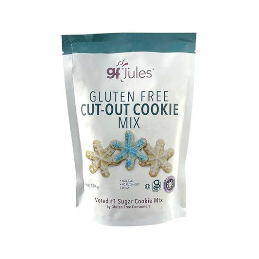 gfJules Certified Gluten Free Cut Out Cookie Baking Mix | Tollhouse Style | Bars or Cookies | No Grit, Non-GMO, Vegan | Certified Top 9 Allergen-Free & Kosher | Make 36 Sugar Cookies | 19 Ounces