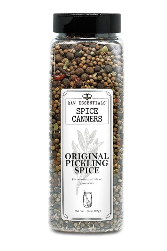 Spice Canners by Raw Essentials Original Pickling Spice ??Bold, Zesty Blend for Homemade Pickles & Brines ??Ideal for Cucumbers, Carrots & Green Beans ??Non-GMO, Gluten-Free, Vegan, Paleo ??14 oz
