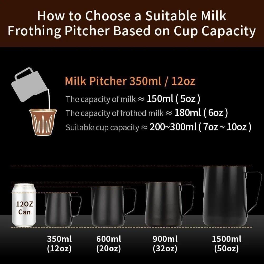 watchget 12oz Milk Frothing Pitcher Stainless Steel Espresso Steaming Jug