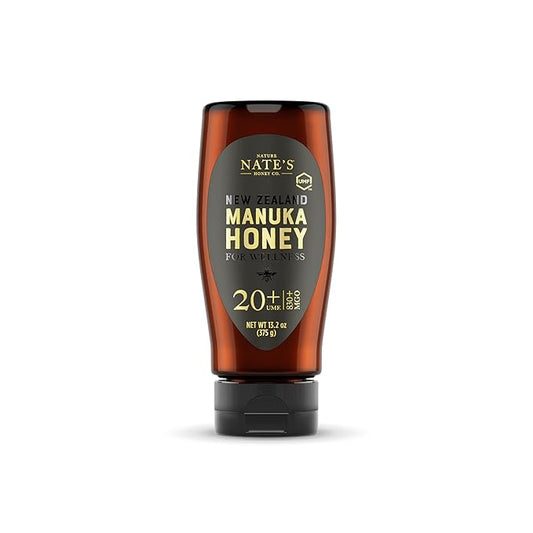 Nate's Pure Manuka Honey, Gold Edition | Sourced & Packed in New Zealand | MGO 830+ UMF Certified 20+ | 13.2 oz Squeeze Bottle