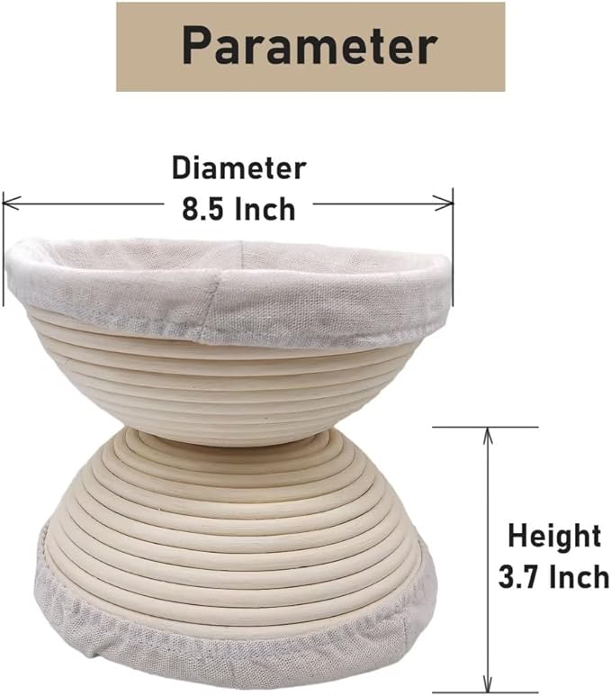 Banneton Basket for Bread Proofing, 8.5 inches Round Dough Proofing Bowls with Removable Liner, Good for Home Sourdough Bakers Baking, 2 Pack