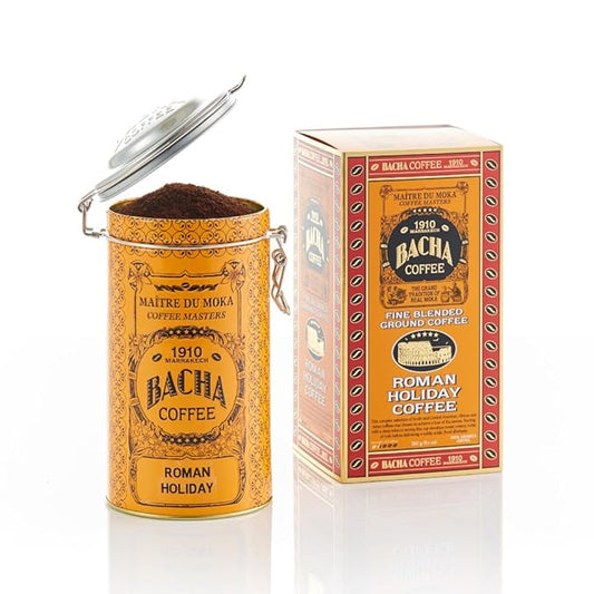 Bacha Coffee | Roman Holiday Fine Blended Coffee, Autograph Collection, 100% Arabica Specialty Coffee, Ground Beans, Medium Light Roast, 250g
