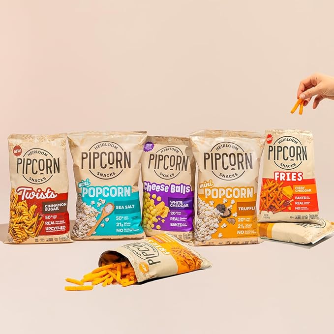 Heirloom Cinnamon Sugar Twists by Pipcorn - 1oz 24pk - Healthy Snacks, Gluten Free Snacks, Snack Packs, Upcycled Heirloom Corn Flour, Individually Wrapped
