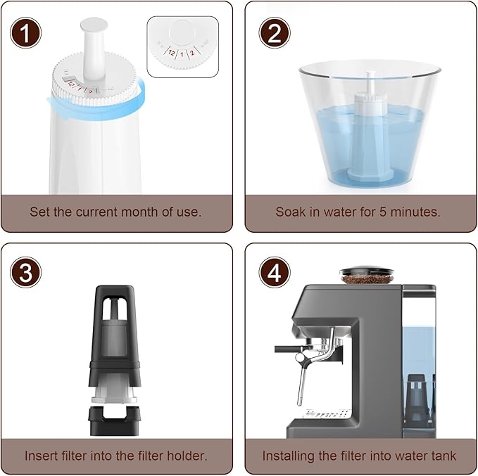 2 Pack Replacement Water Filter for Breville Espresso Machine Barista Touch Bes880, Oracle Touch BES990, Barista Pro BES878, Oracle BES980, Dual Boiler BES920 Bambino ClaroSwiss Sage (2)