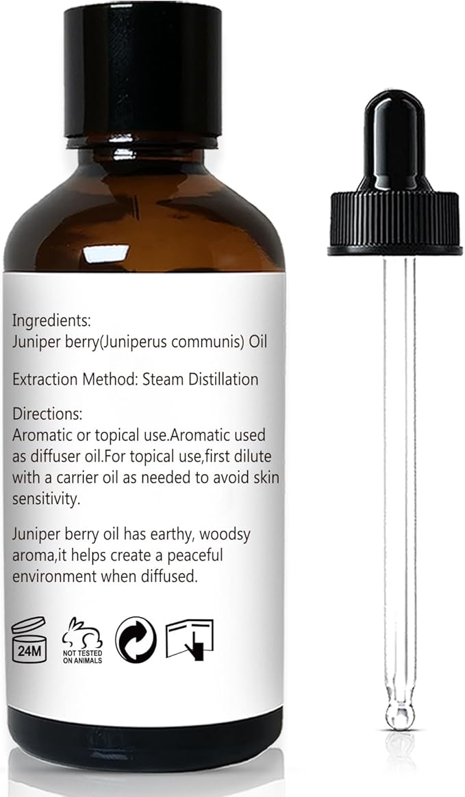 Juniper Berry Essential Oil 1 Oz ??100% Pure Natural Juniper Berry Oil for Diffuser, Massage, DIY Blends & Personal Care, Fresh Crisp Aroma