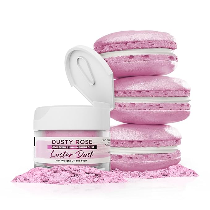 Luster Dust - Dusty Rose (4g 1x Jar) | Edible Vegan Dust & Paint for Cake Decorating, Ice Cream, Desserts, Cocktails and Beverages by Bakell