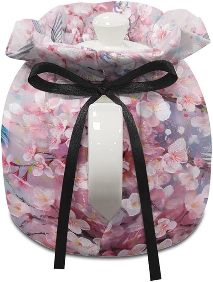 Hummingbird Tea Cozy for Teapot, Insulated, Peach Blossom, Fabric, Soft, Comfortable, Decorative Accessory