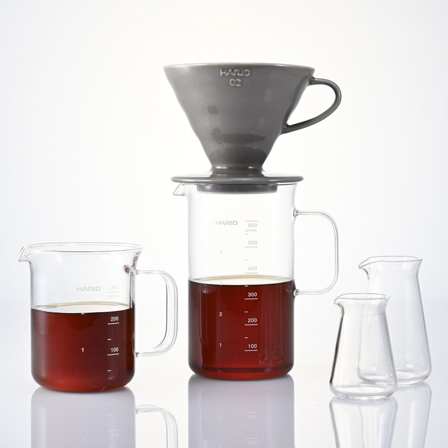 HARIO BVD-3012-GR Beaker Server & Dripper Set, Practical Capacity: 20.3 fl oz (600 ml), For 1-4