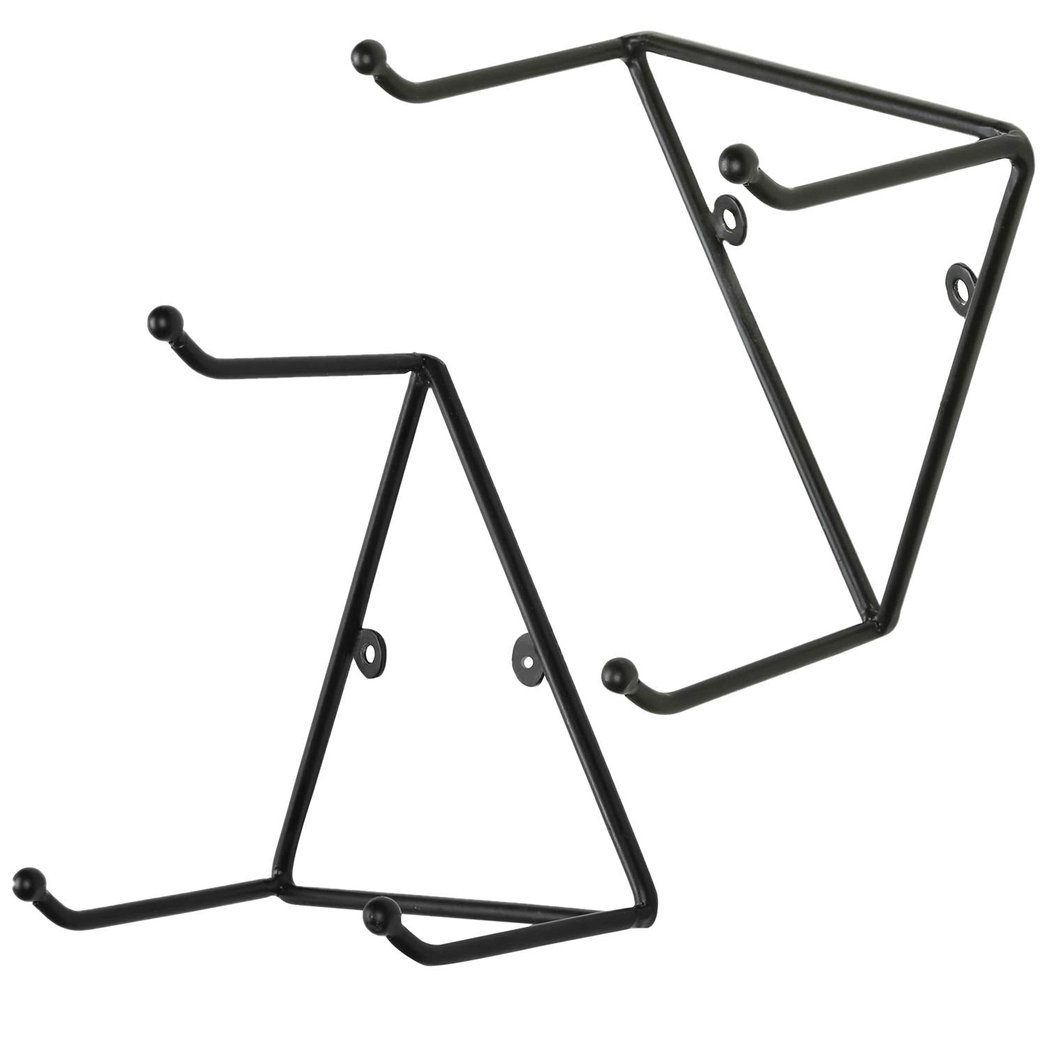MyGift Matte Black Metal Triangular Coffee Mug Holder Wall Mount Display Rack Mug Organizer with 3