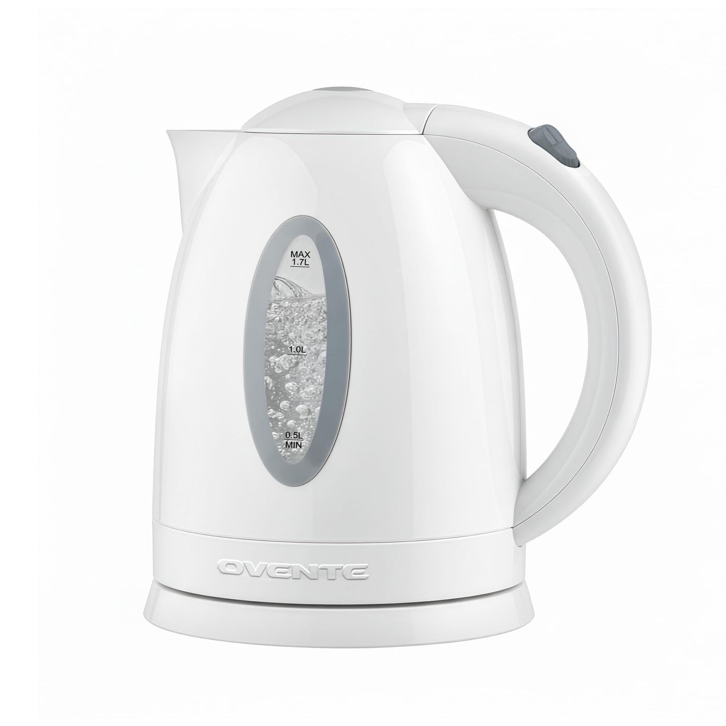 OVENTE 1.7L Electric Kettle with 1100W Fast Boiling Water, White KP72W